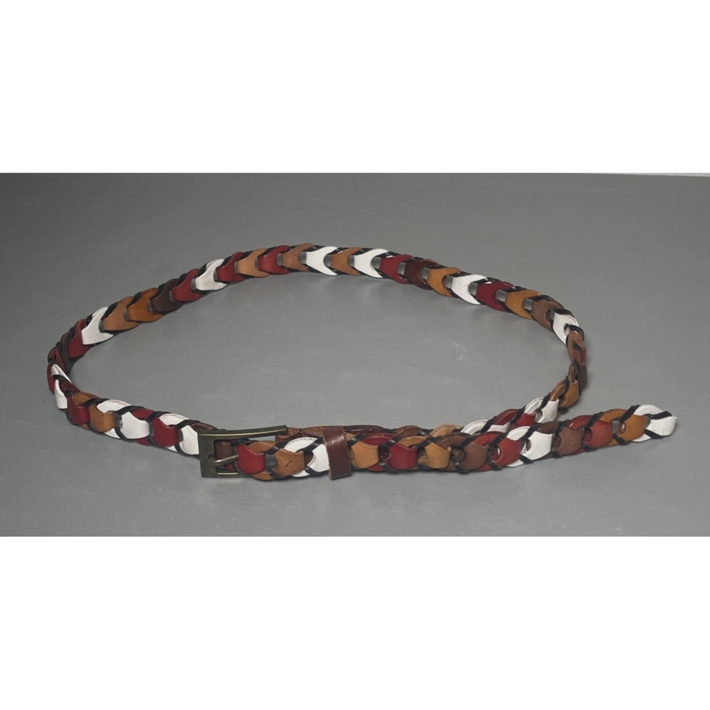 Womens‎ Colorful Braided Woven Leather Belt M/L
